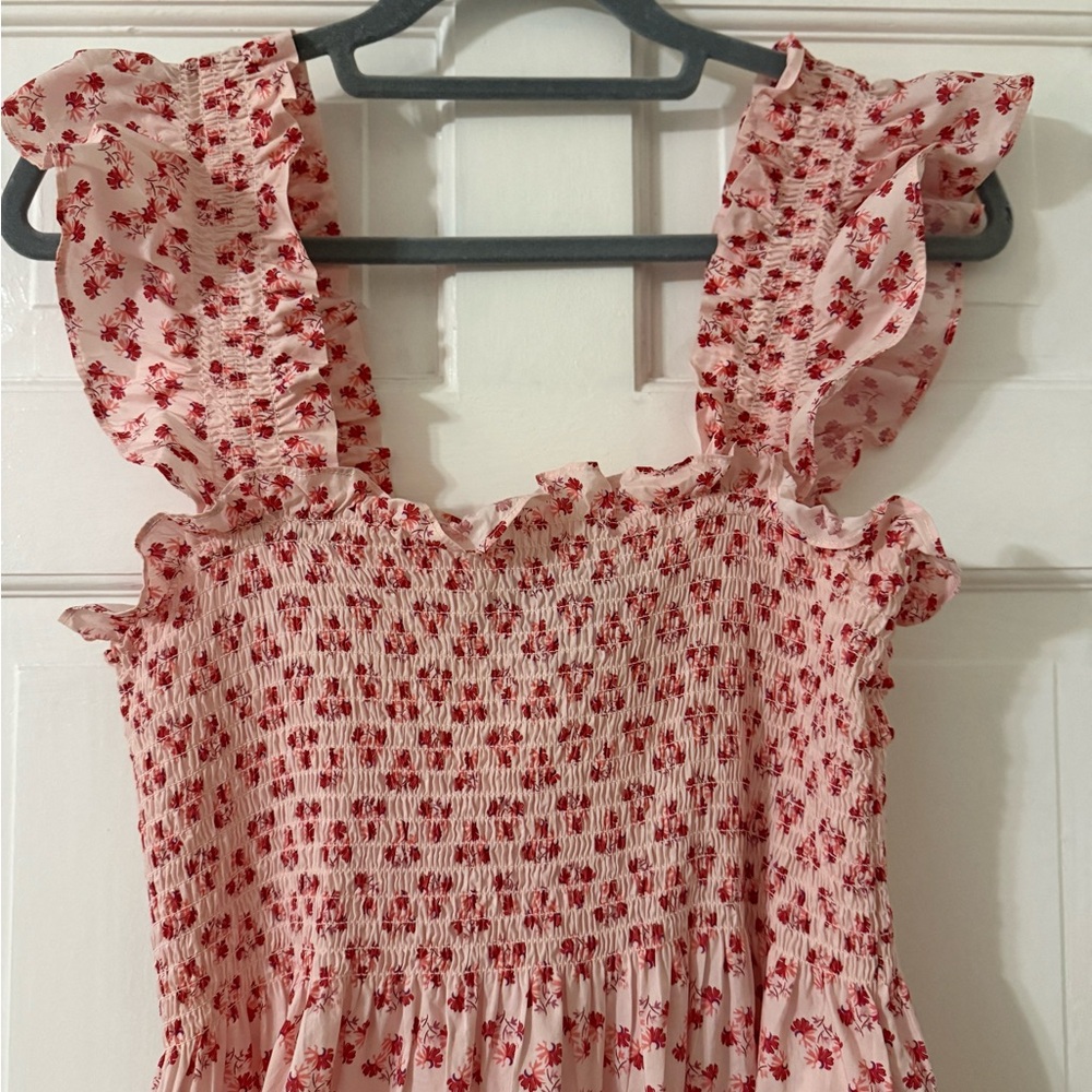 Hill House Pink and Red Floral Midi Dress